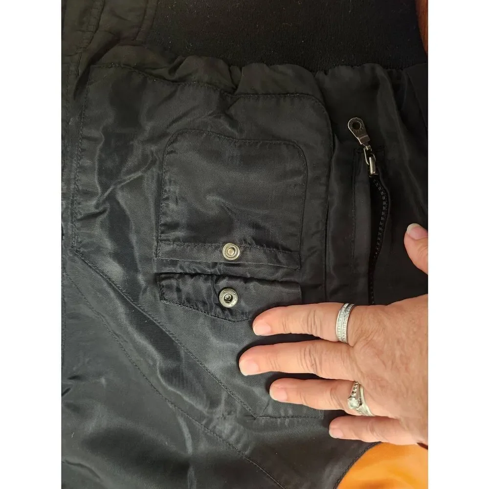 Harley-Davidson Vintage Black Orange Riding Jacket Bar Shield Logo Aviator Large